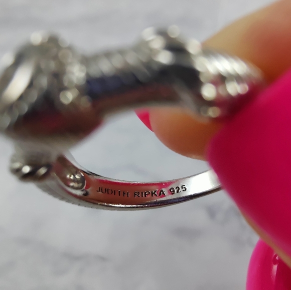 Judith Ripka Sterling Silver CZ Ring Size 7 – Rope Design .925 Signed - Picture 3 of 10